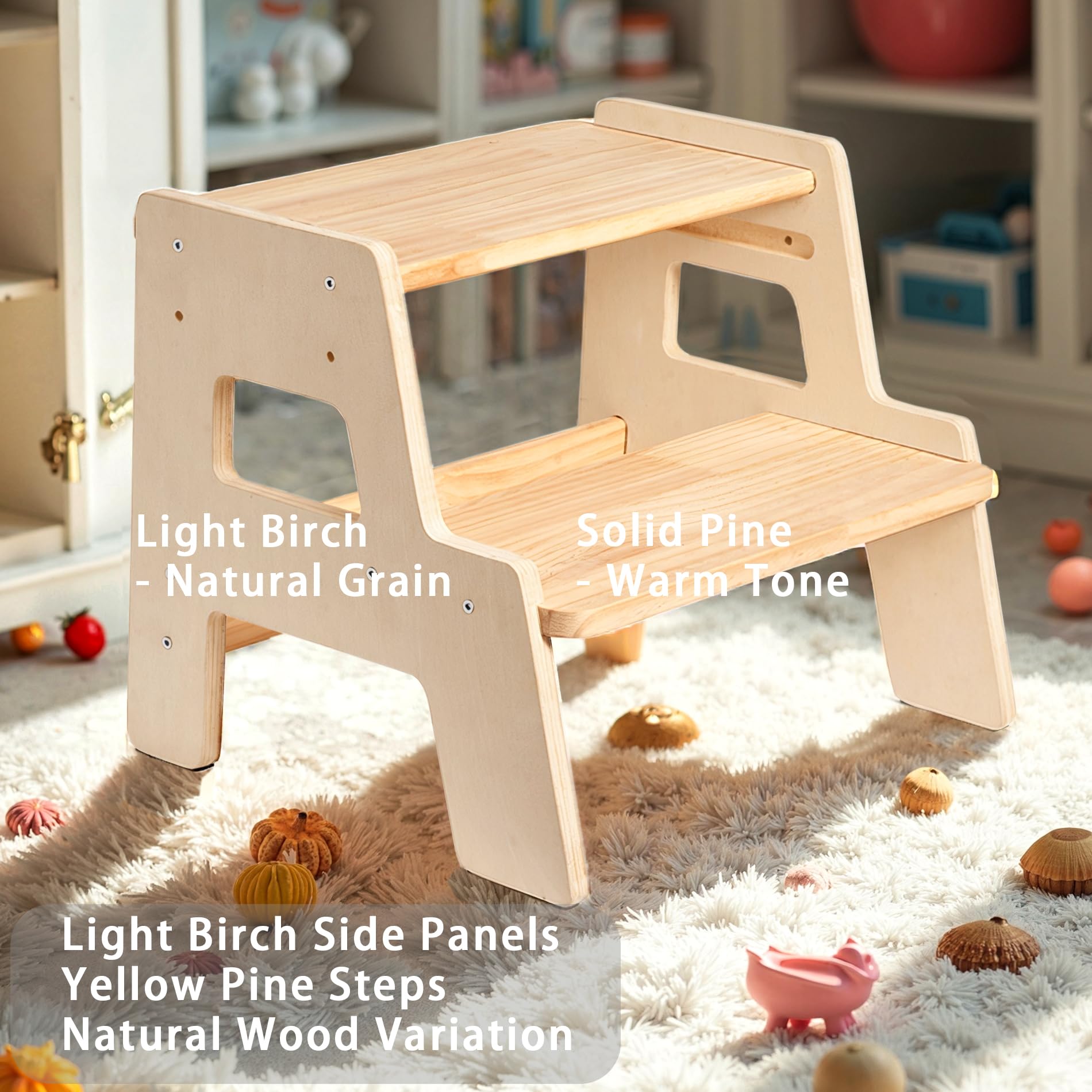 Blossome toddler step stool bathroom-use supports easy handwashing and teeth-brushing routines.