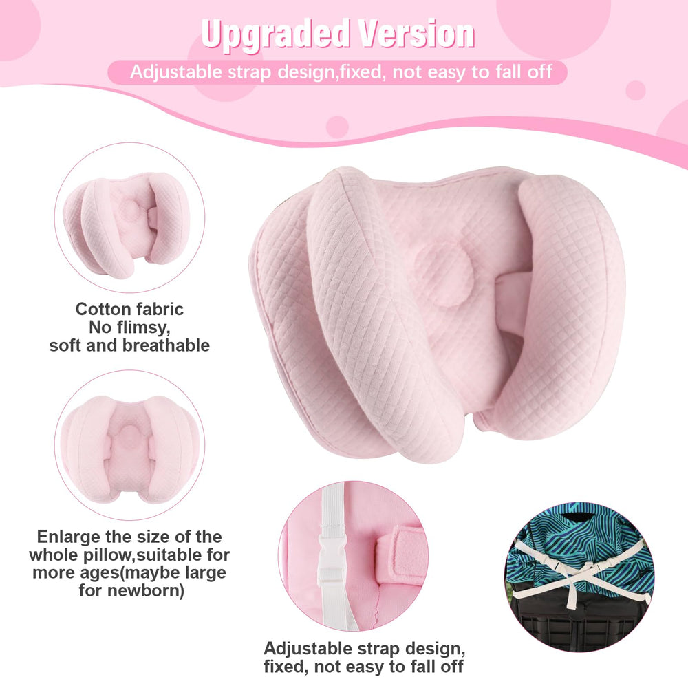 Blublu Park baby neck support pillow with strap attachment for stroller compatibility