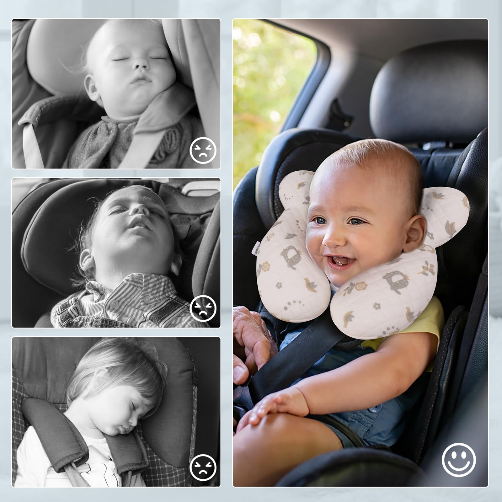 Blublu Park uniquely shaped pillow fits various baby sizes for growing comfort