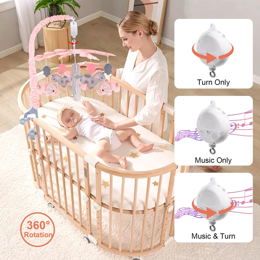 Blublu Park 2-in-1 crib arm fits a range of crib sizes securely.