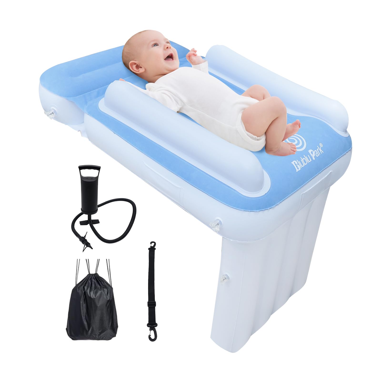Blublu Park Kids Bed Airplane pump included enables quick inflates for travel.