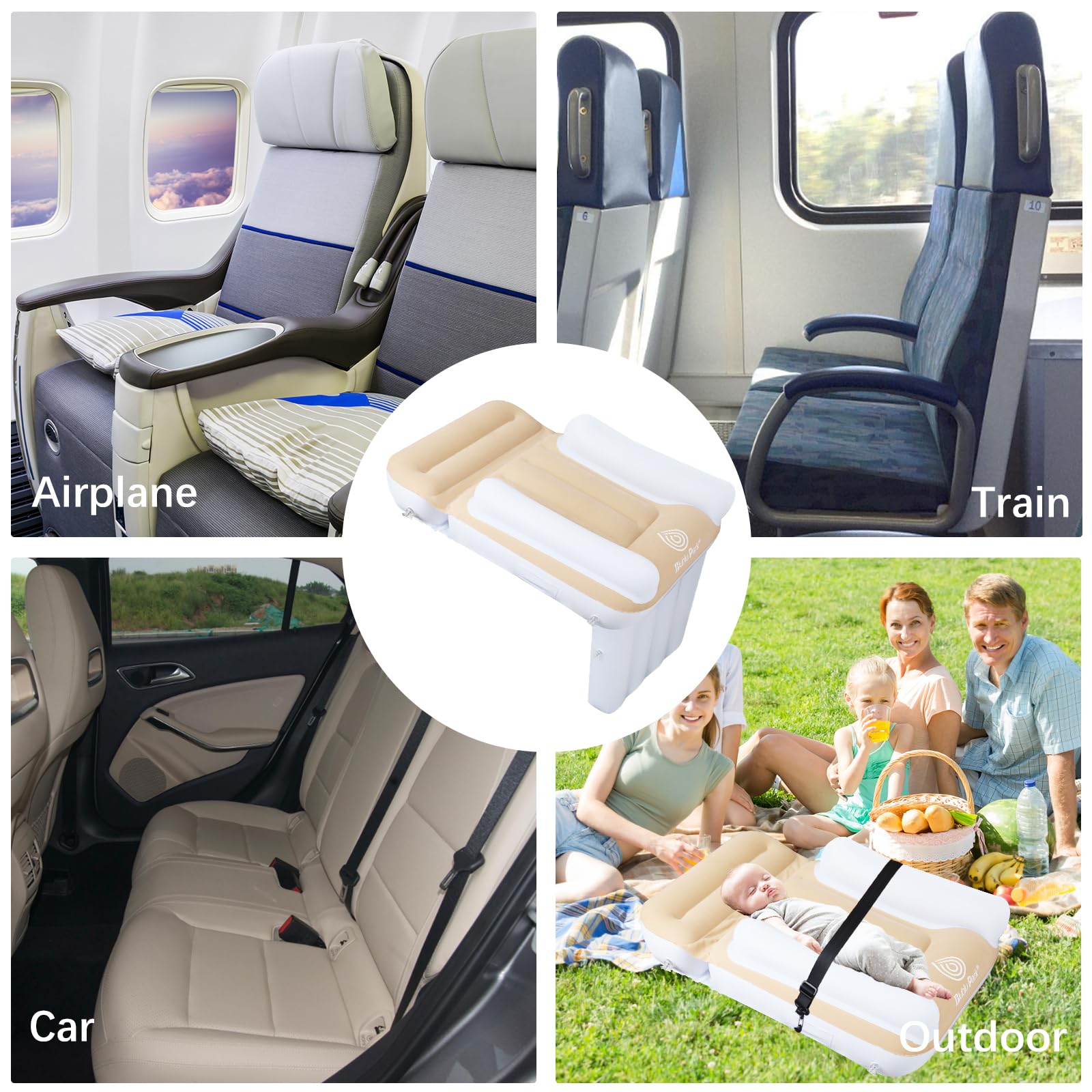 Blublu Park cream color toddler bed ready for travel use.