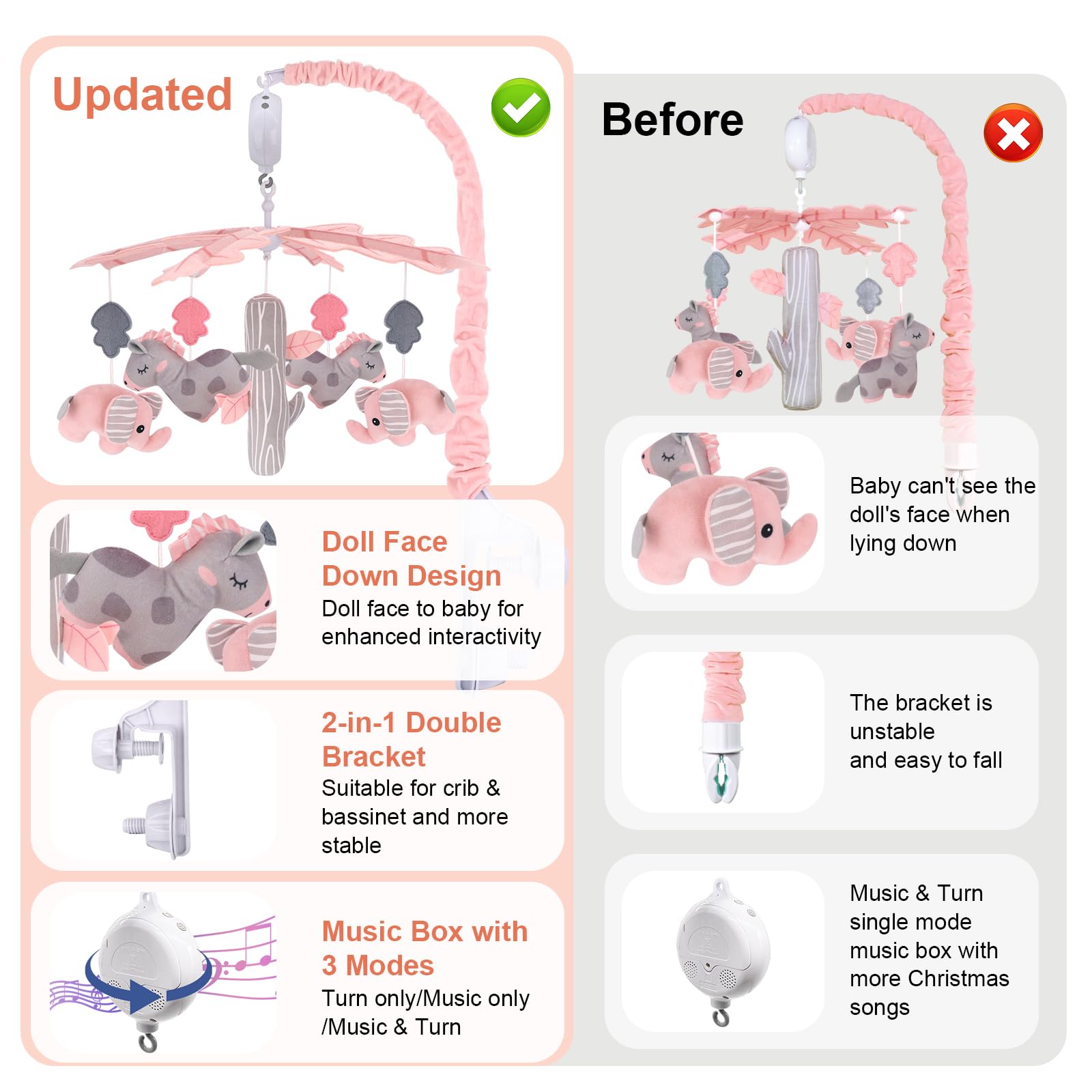 Blublu Park pink 3-modes feature supports parents' routines with light interaction.