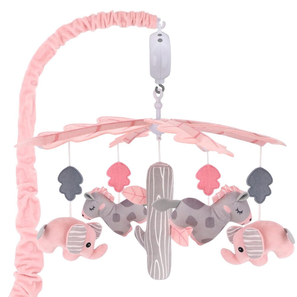 Blublu Park musical crib mobile with pink digital music box calms baby for easier sleep.