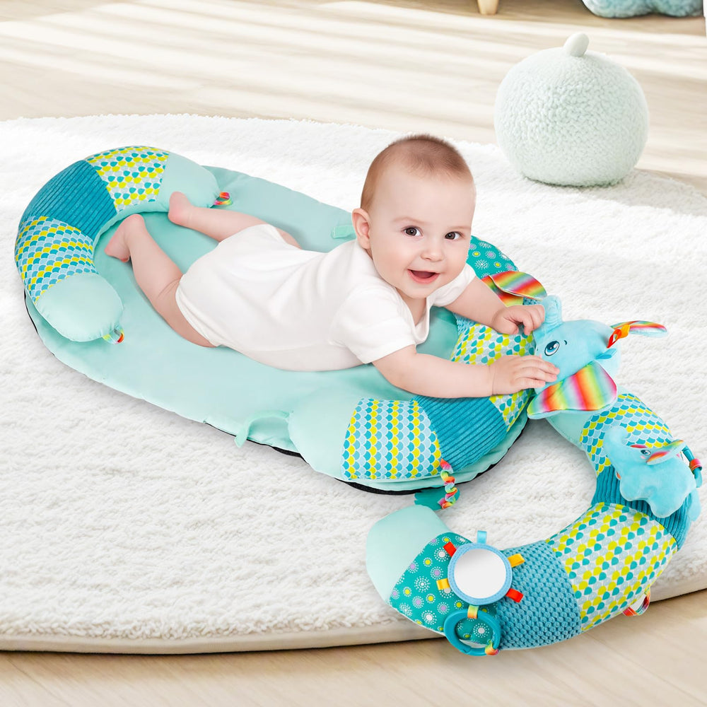Blublu Park seated support playmat blue enables easy upright seating and playtime