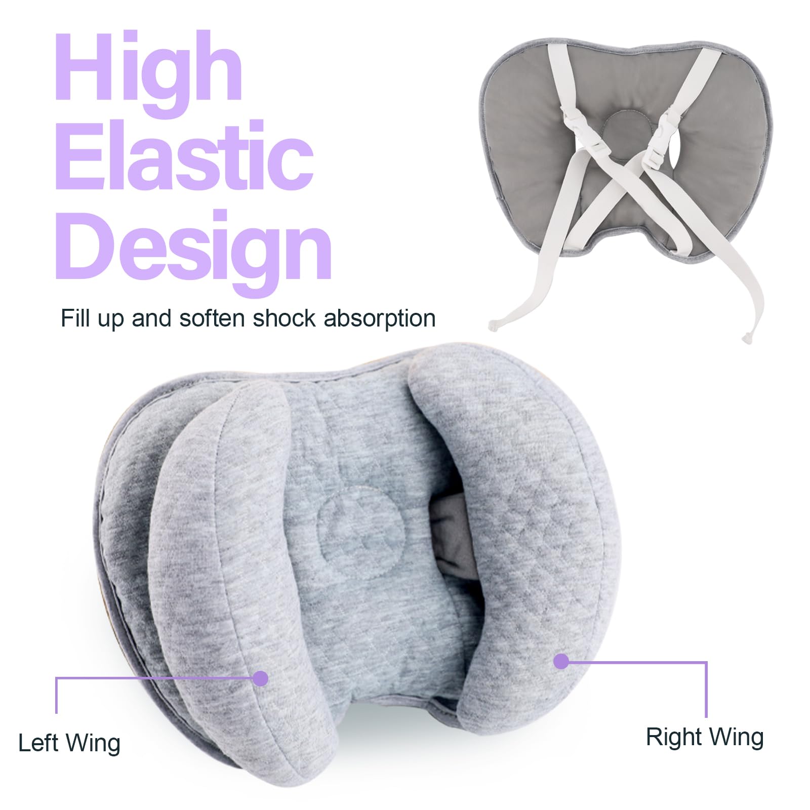 Blublu Park back strap secures pillow to stroller without slipping.
