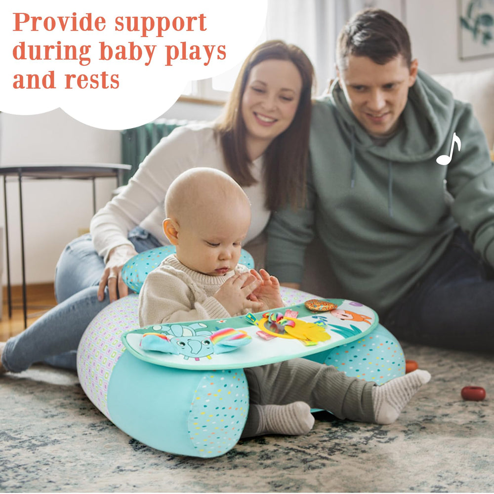 Blublu Park wrap-around design captures gentle, secure support for learning to sit.