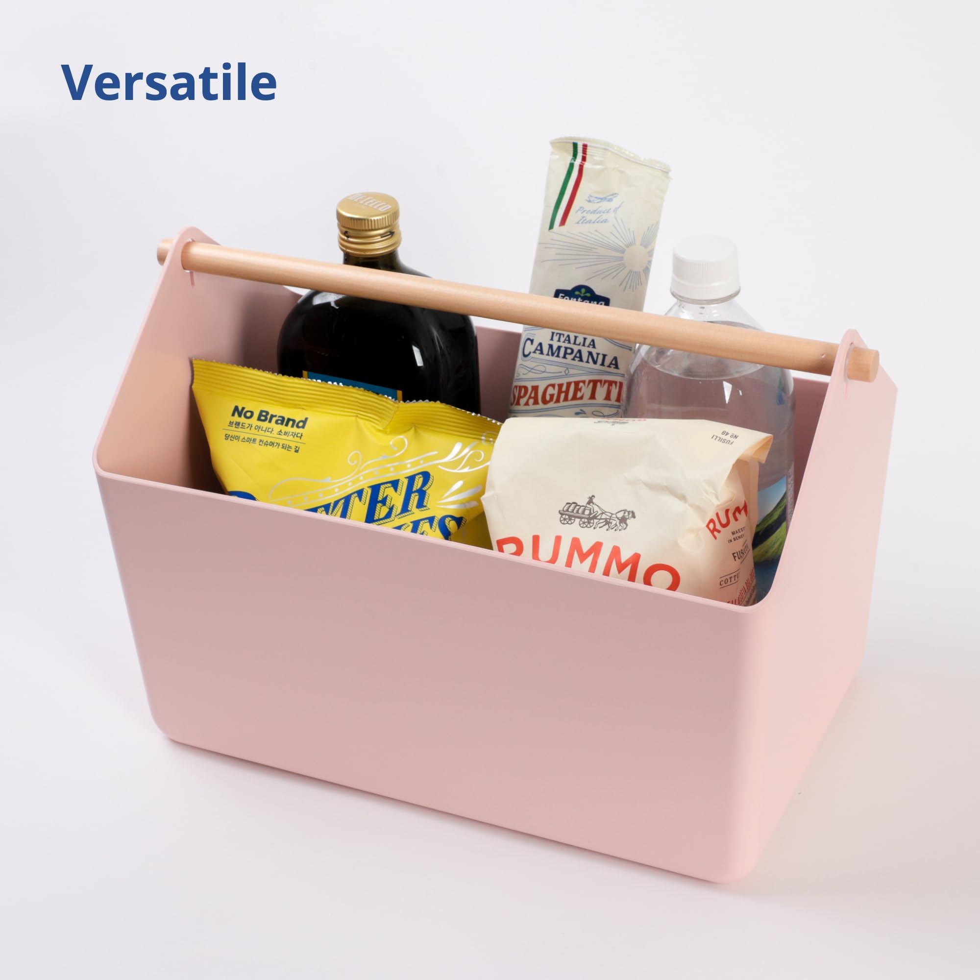 BLUE GINKGO Large Storage Basket pink in bathroom shows versatile storage
