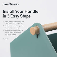 BLUE GINKGO pantry storage basket green side view for compact footprint