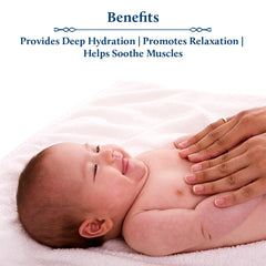 Blue Nectar baby oil applied to newborn skin for gentle hydration and softness