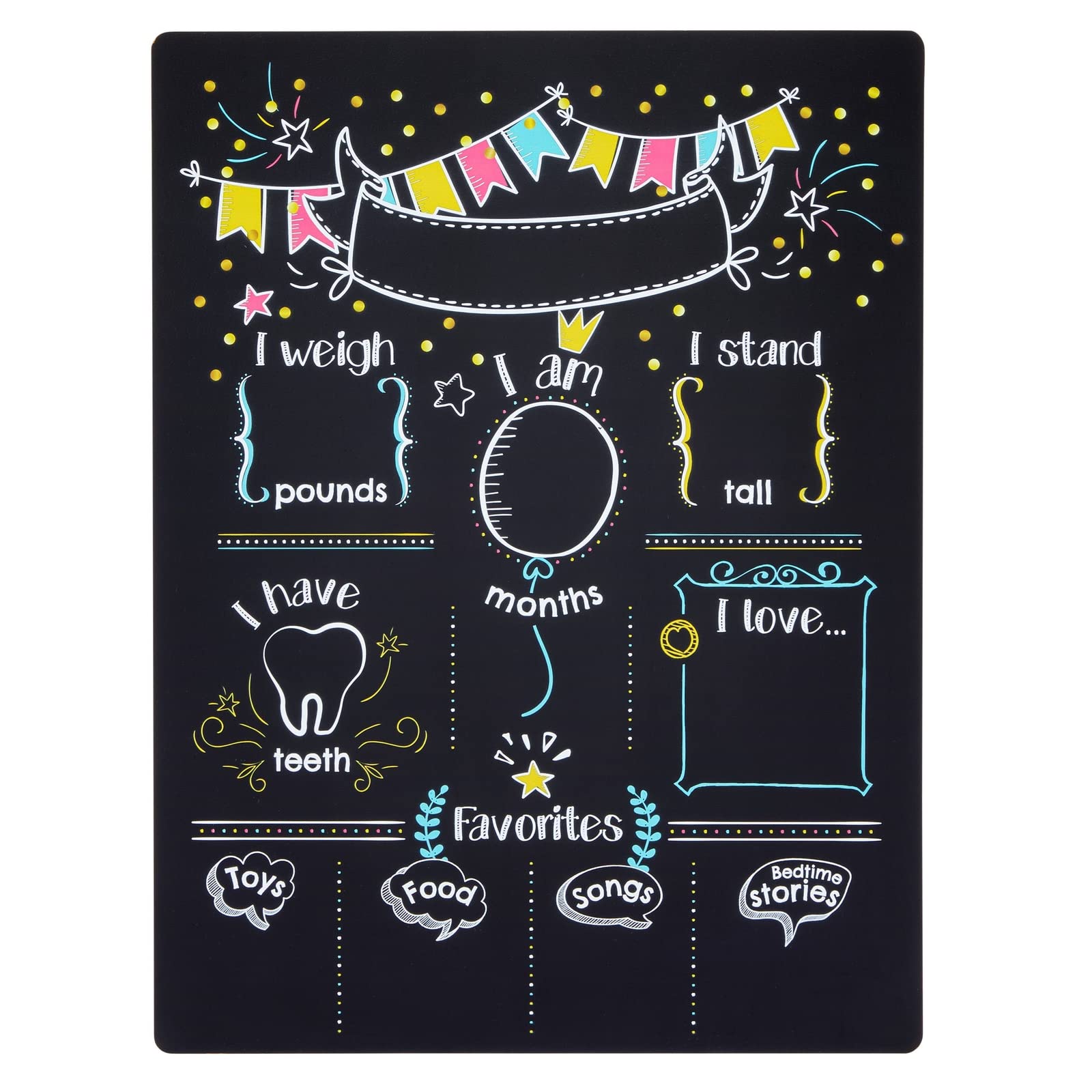 Blue Panda Baby Milestone Chalkboard front view with clean chalk surface for memory keeping.
