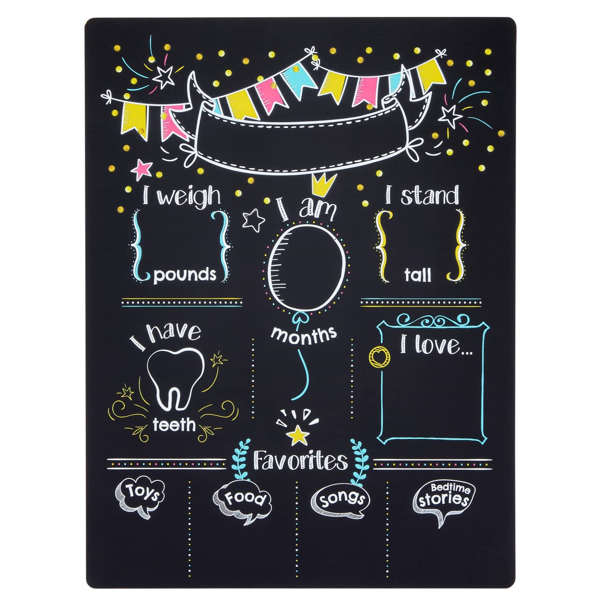 Blue Panda Baby Milestone Chalkboard front view with clean chalk surface for memory keeping.