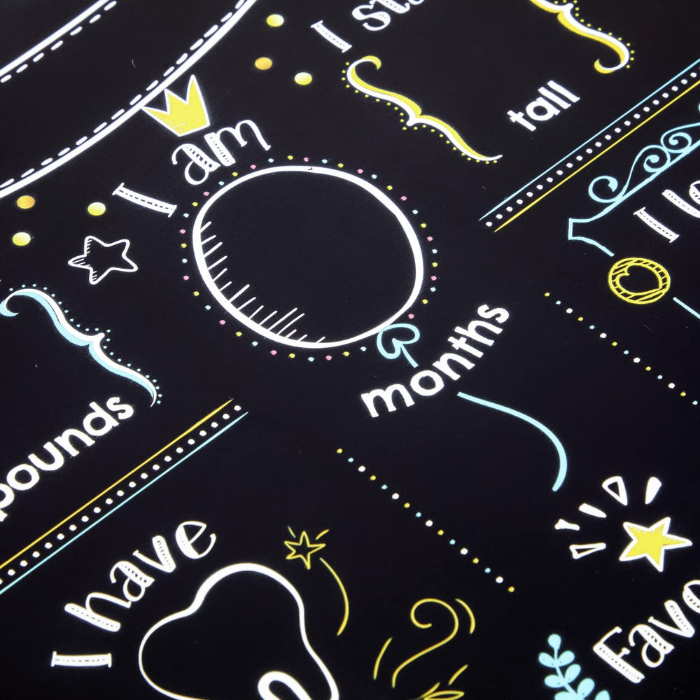 Blue Panda chalkboard surface is reusable for countless memories and milestones.