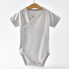 Blueleyu baby bodysuit bottom snap closeup showing convenient diaper access.