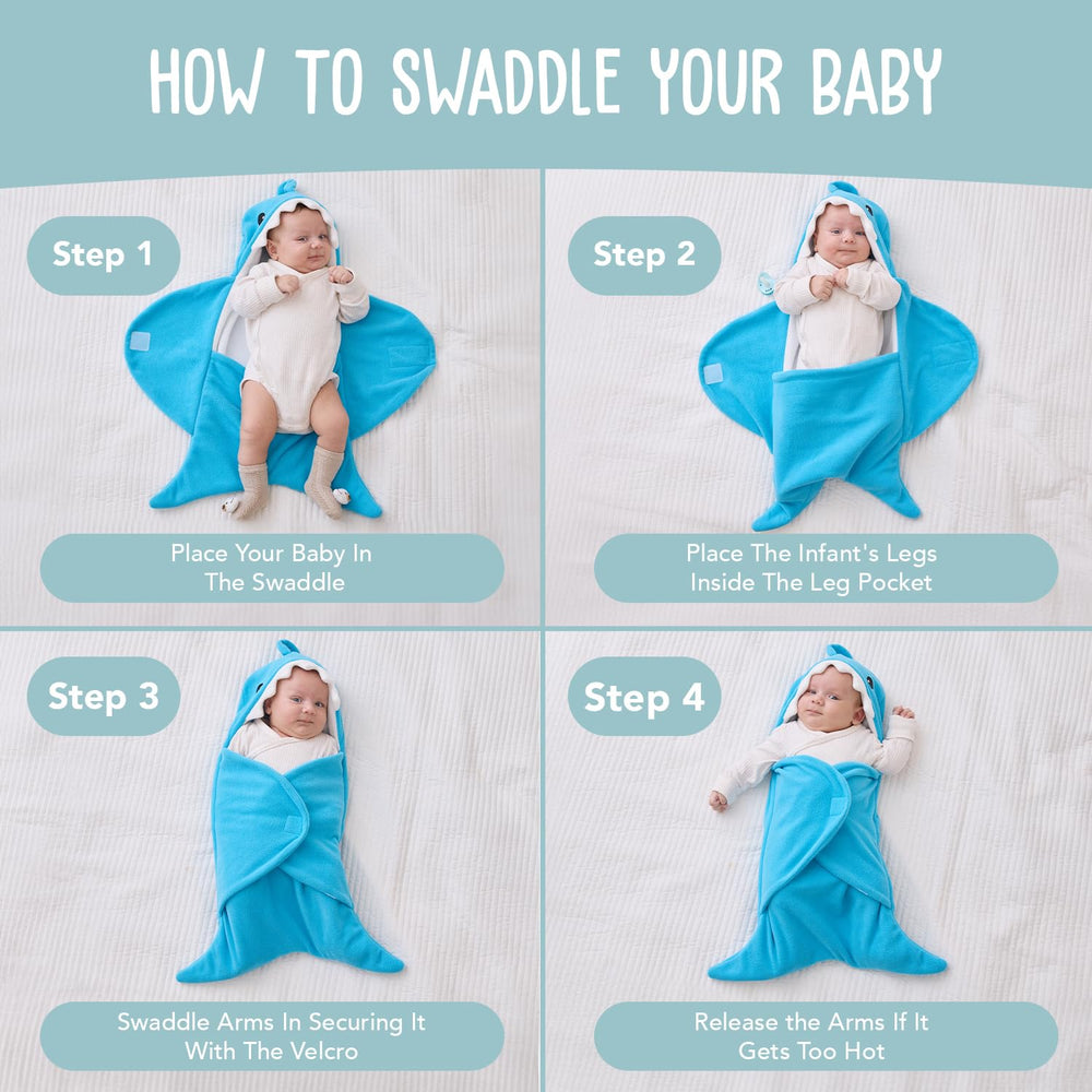 BlueMello Baby Shark Swaddle Blanket ideal newborn-use for car rides and calm journeys.