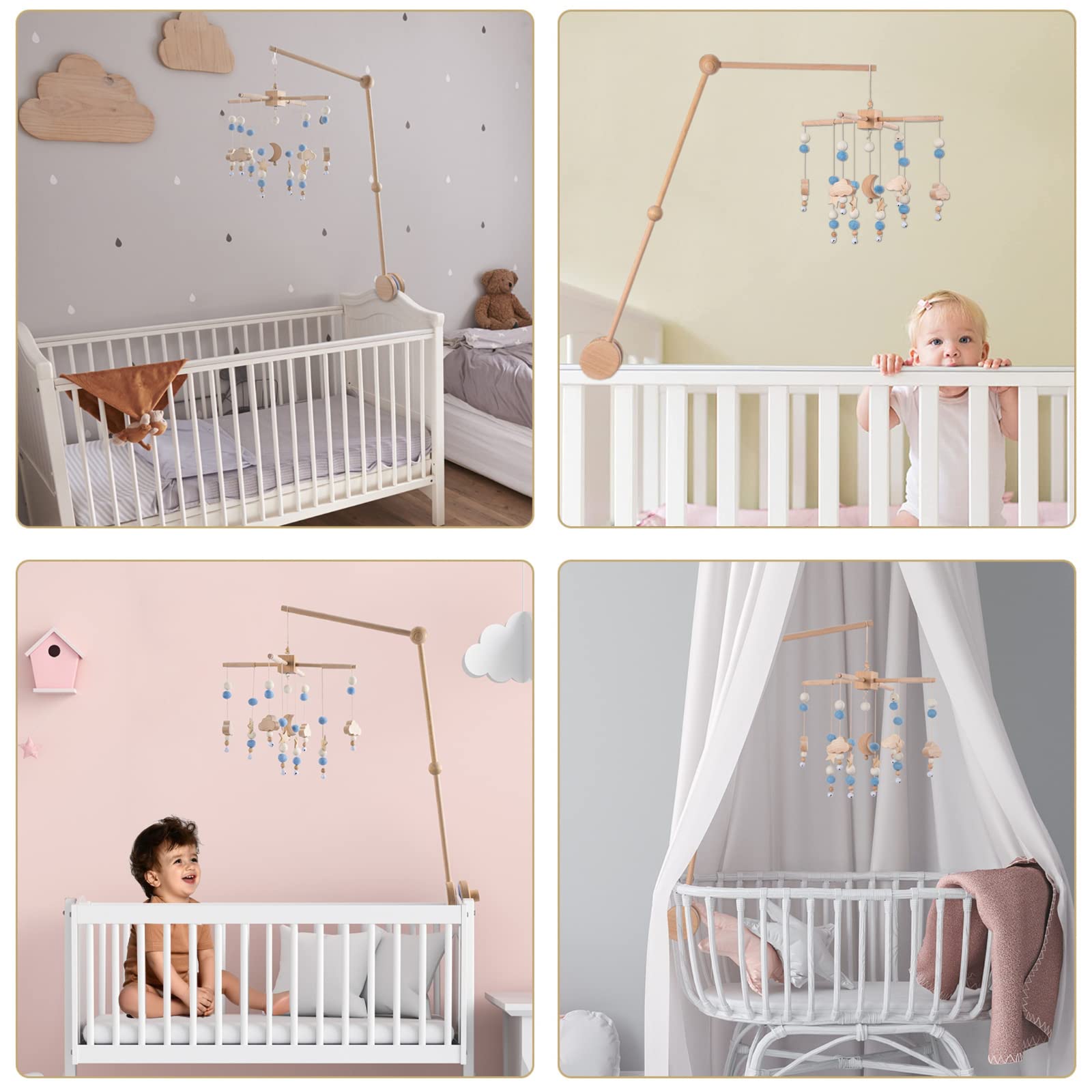 BlueMello boho-chic-nursery-mobile adds modern color to crib decor.