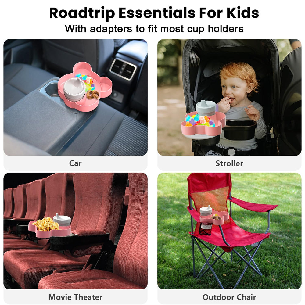 BlueOrigin snack tray on stroller keeps snacks organized while moving.