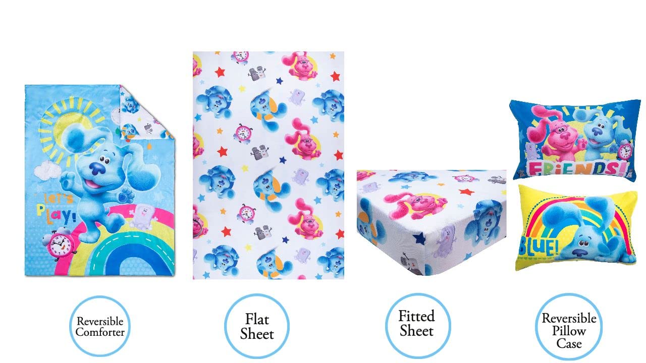 Blue's Clues fitted sheet with bright colors aids easy bedtime routine