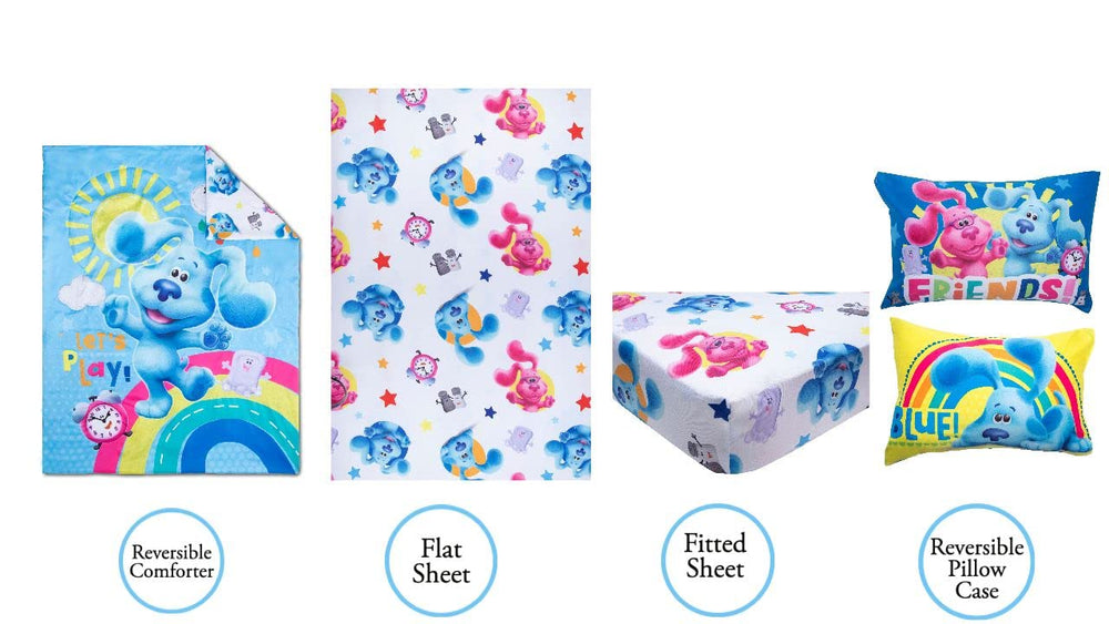 Blue's Clues fitted sheet with bright colors aids easy bedtime routine