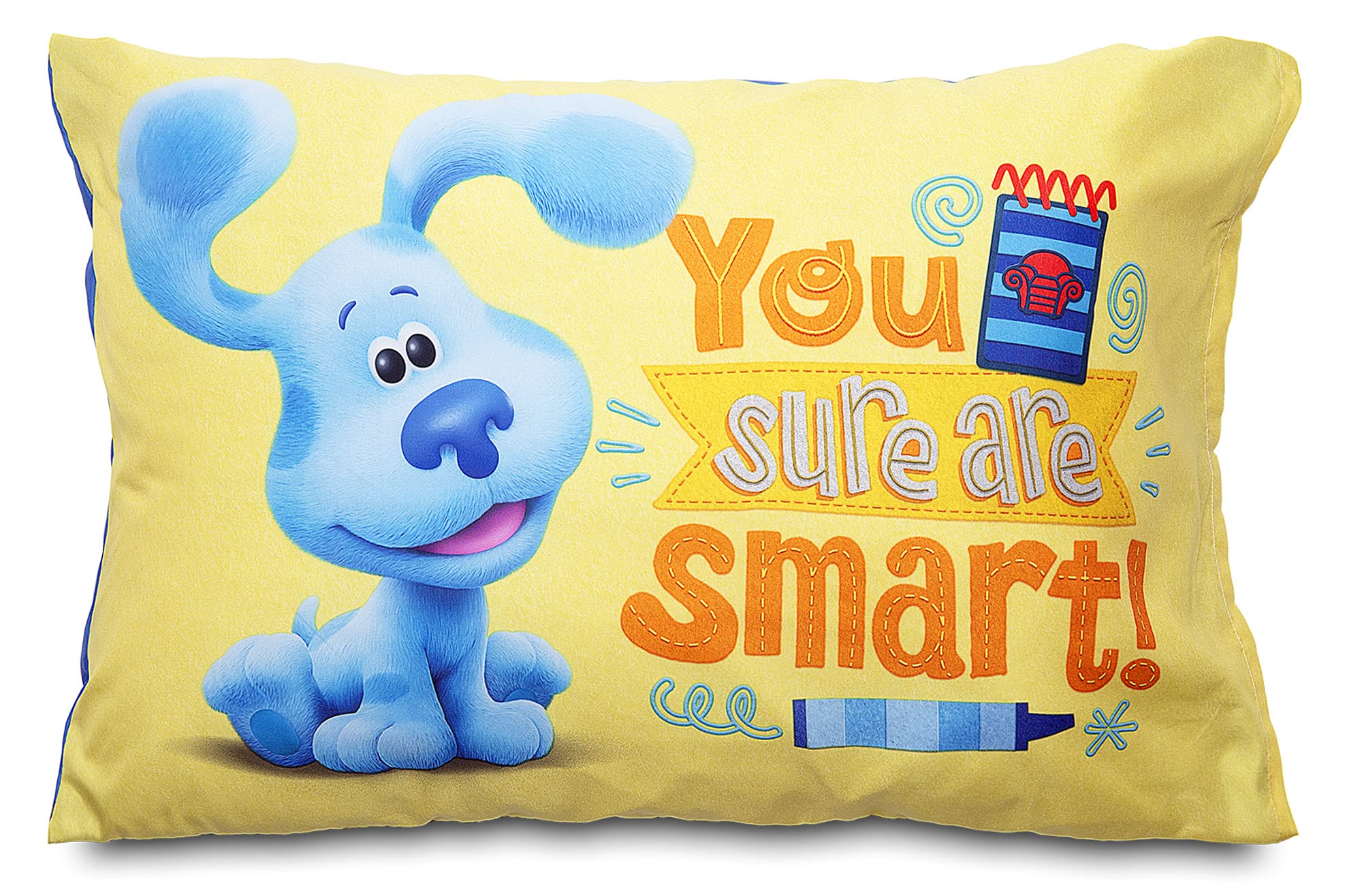Blues Clues You Are Smart pillowcase close-up shows reversible print for quick decor swaps