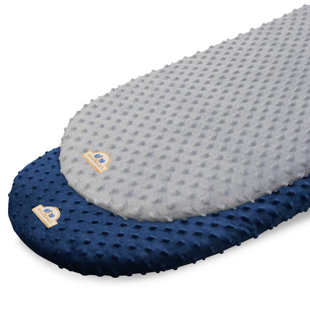 BlueSnail bassinet sheet navy gray folded highlights soft, gentle minky fabric for baby comfort