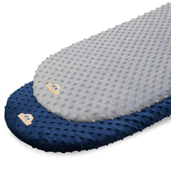 BlueSnail bassinet sheet navy gray folded highlights soft, gentle minky fabric for baby comfort