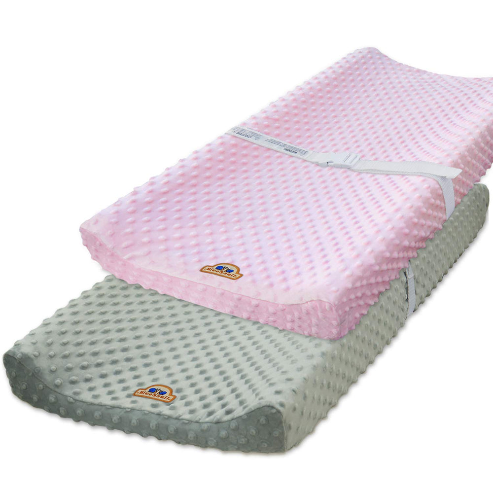 BlueSnail changing pad cover gray dot top view with soft minky fabric for comfortable changes