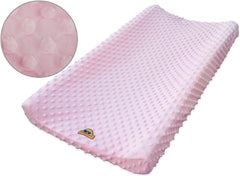 BlueSnail changing pad cover pink dot closeup highlights plush texture for gentle diaper changes