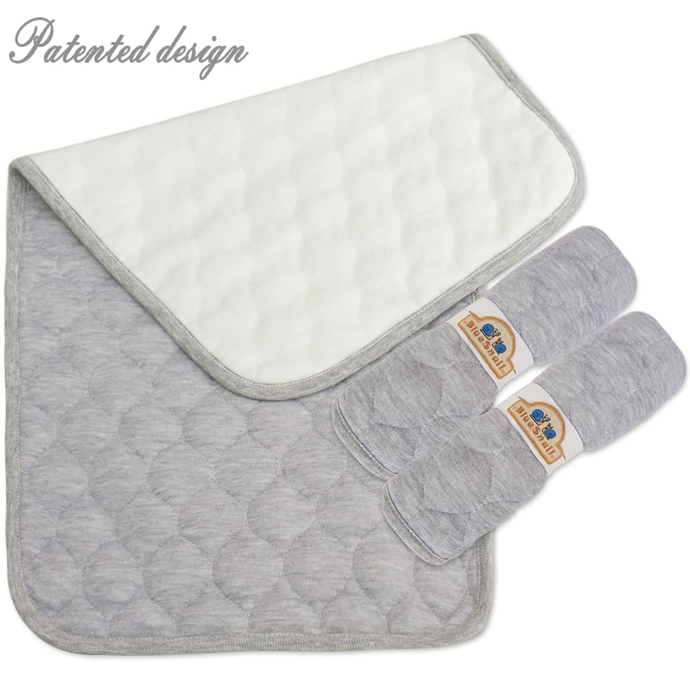 BlueSnail Changing Pad Liner in use with baby on gray changing pad, easy cleanup