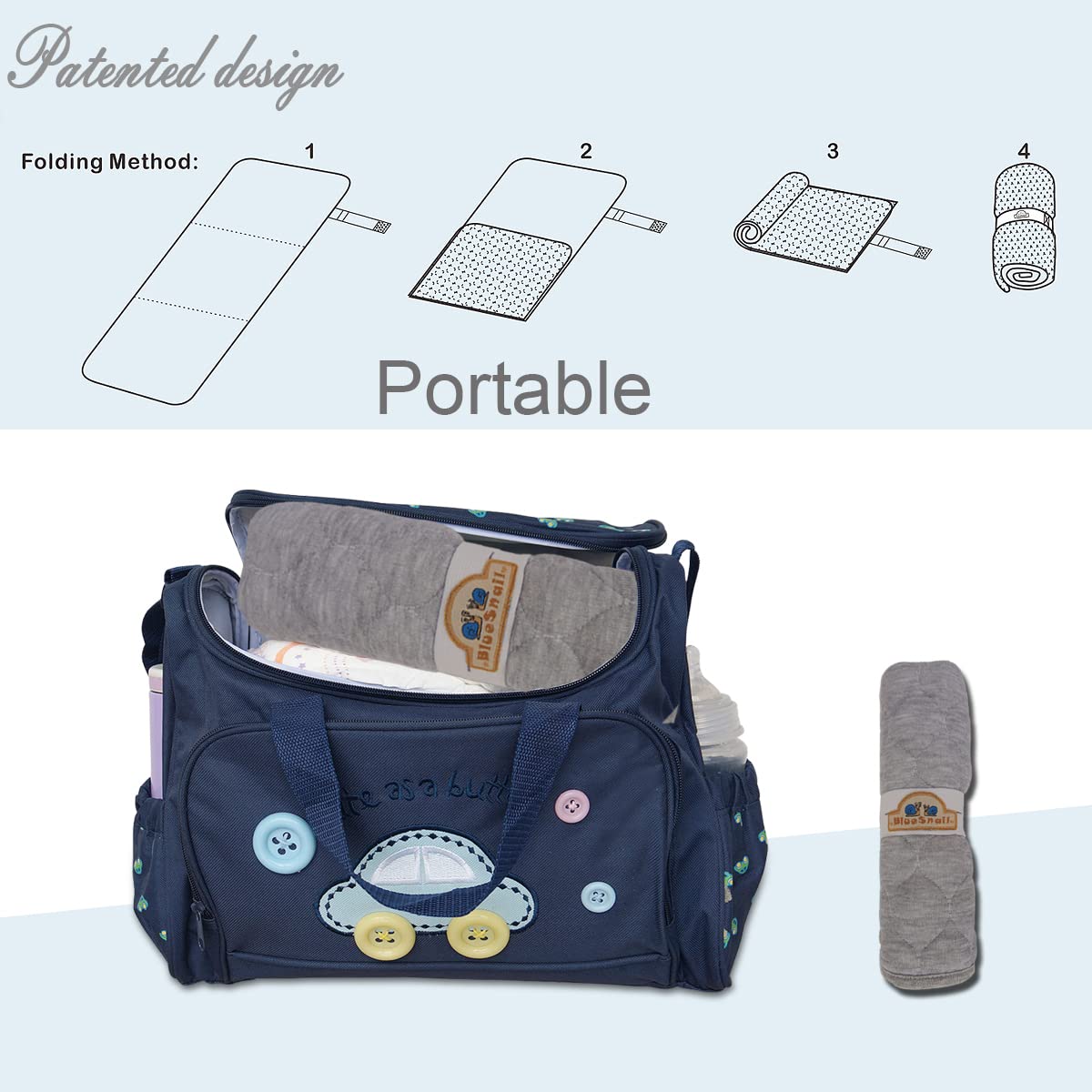BlueSnail gray 13x27 liner provides broad coverage for standard changing pads