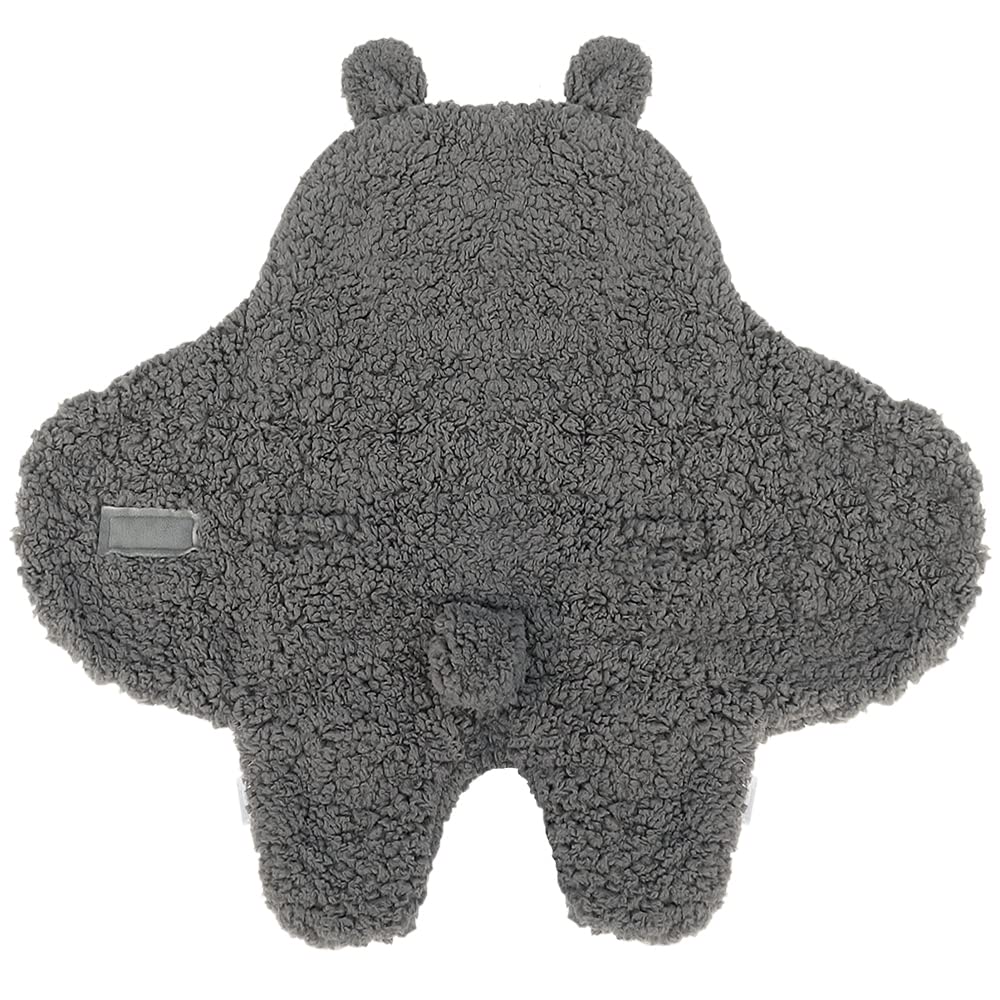 BlueSnail newborn swaddle wrap gray close-up highlights plush sherpa softness.