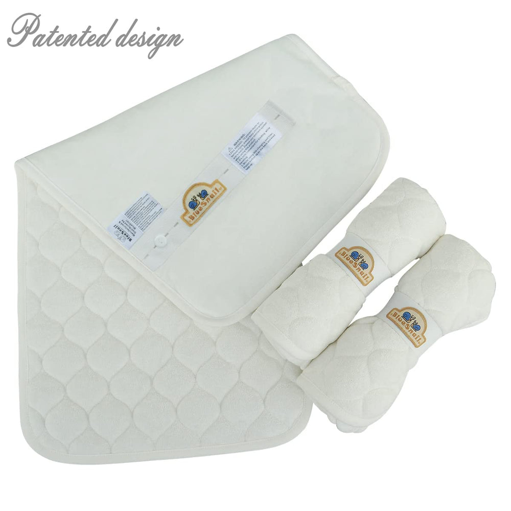 BlueSnail Quilted liner in-use on a changing pad offers extra coverage.