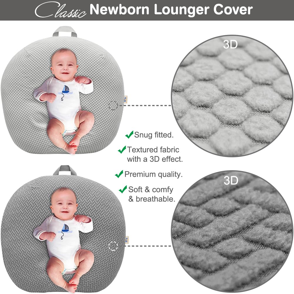 BlueSnail lounger cover light gray fabric close-up showing breathable knit.