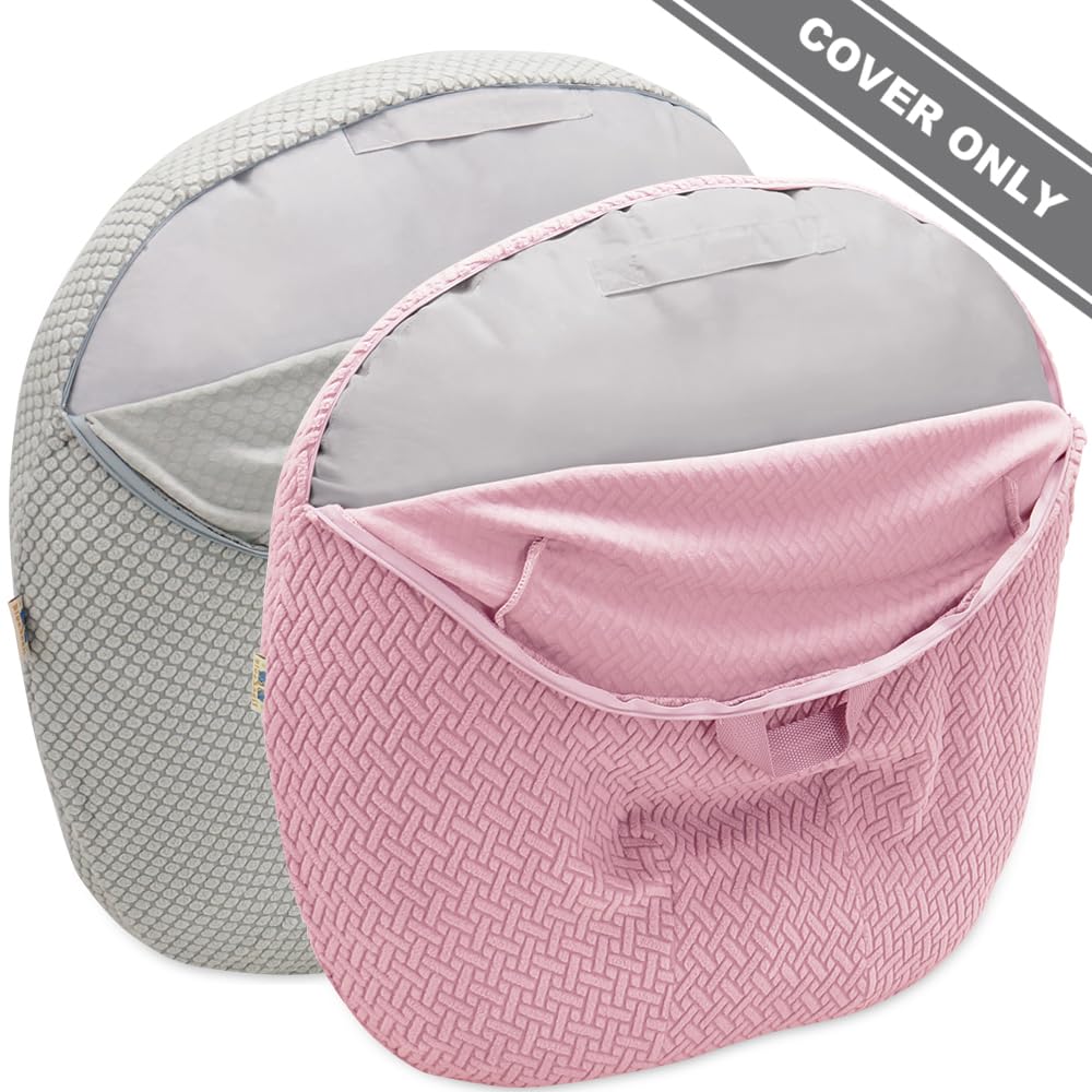BlueSnail lounger cover on lounge with baby, showcasing snug fit and secure positioning