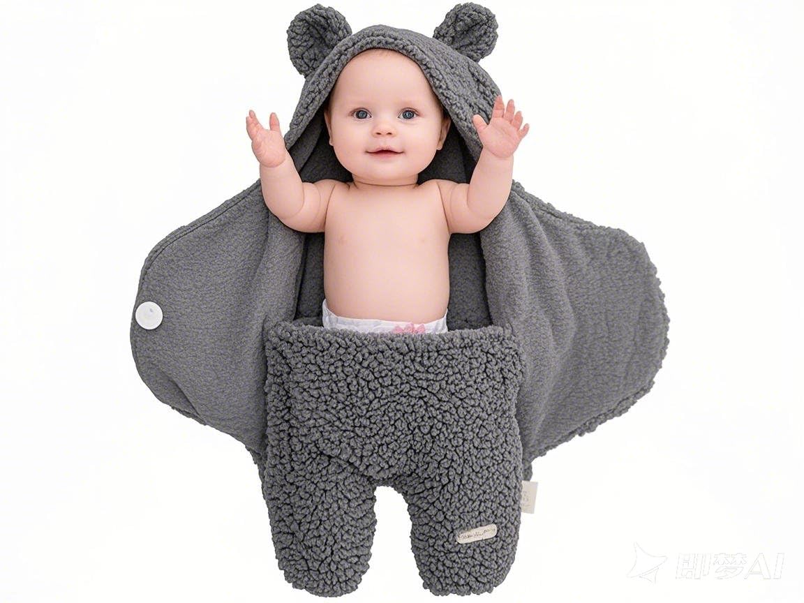BlueSnail swaddle open gray demonstrates adjustable wrap for quick swaddling.