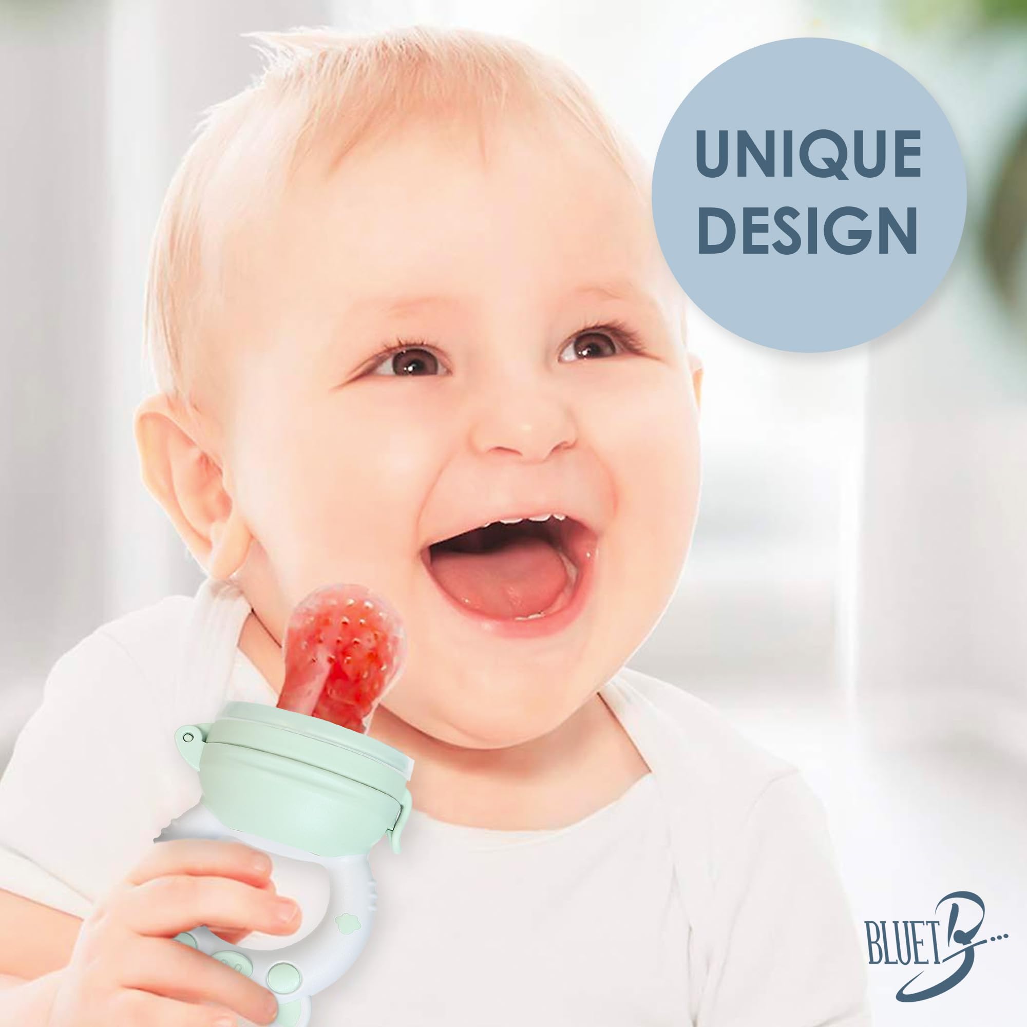 Bluet B vibrant shapes promote exploration during teething and weaning.