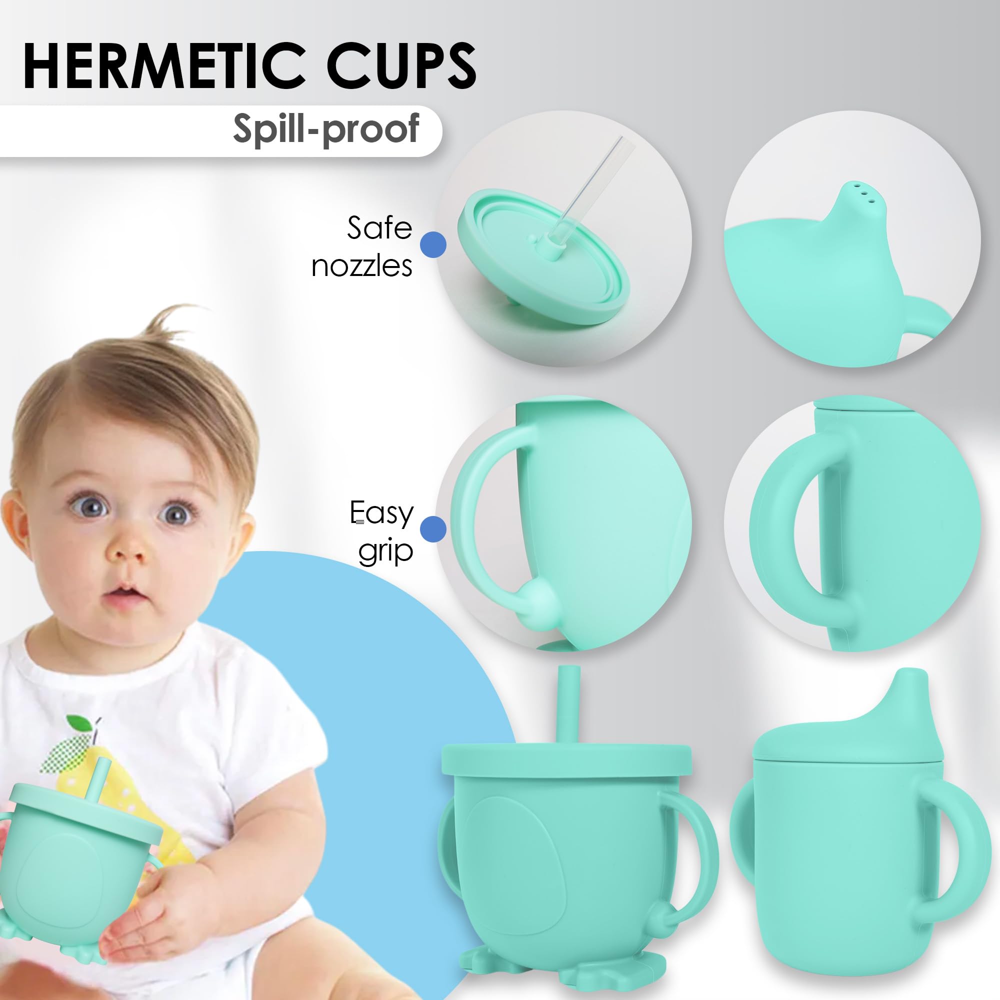 Bluet B baby utensils green support growing feeding skills.