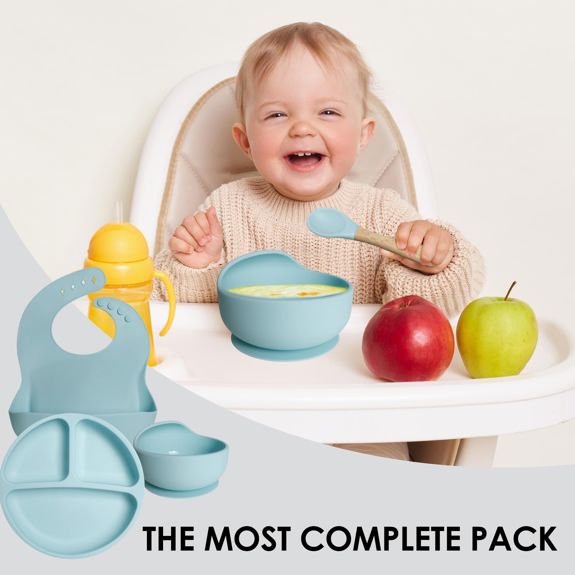 Bluet B 8pcs silicone feeding set offers a complete, easy-to-clean meal kit.