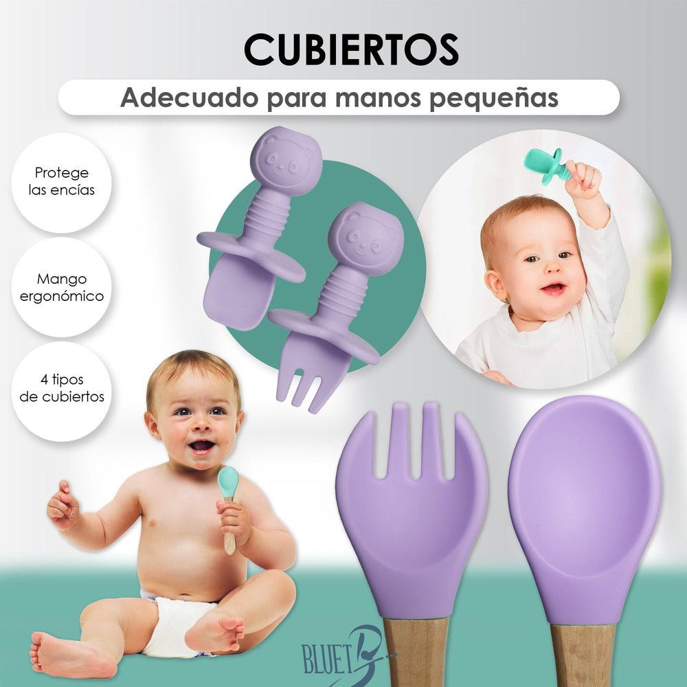 Bluet B infant utensils set designed for easy grasp and safe first bites.