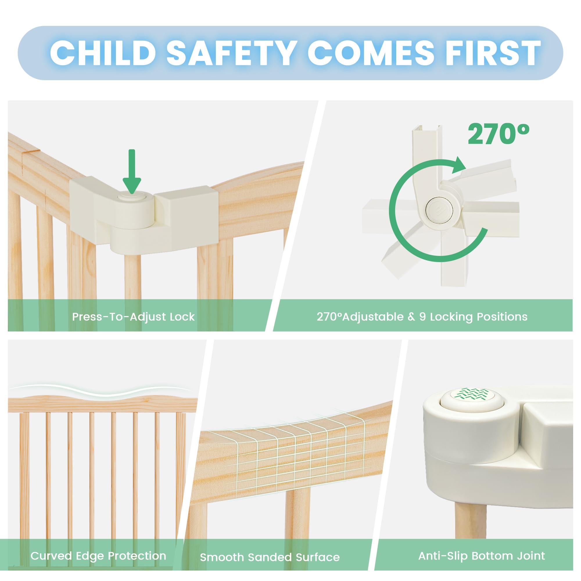 BlueWood adjustable layout uses 270-degree connectors for custom play areas.