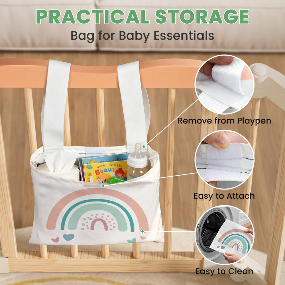 BlueWood foldable playpen folded storage demonstrates portability and compact transport