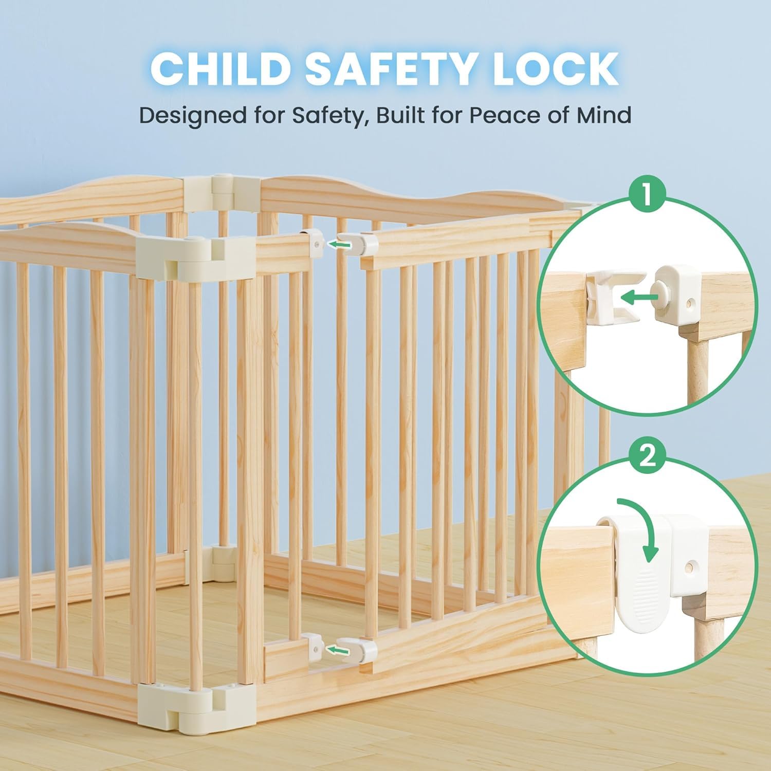 BlueWood Foldable Playpen folded for compact storage and travel.