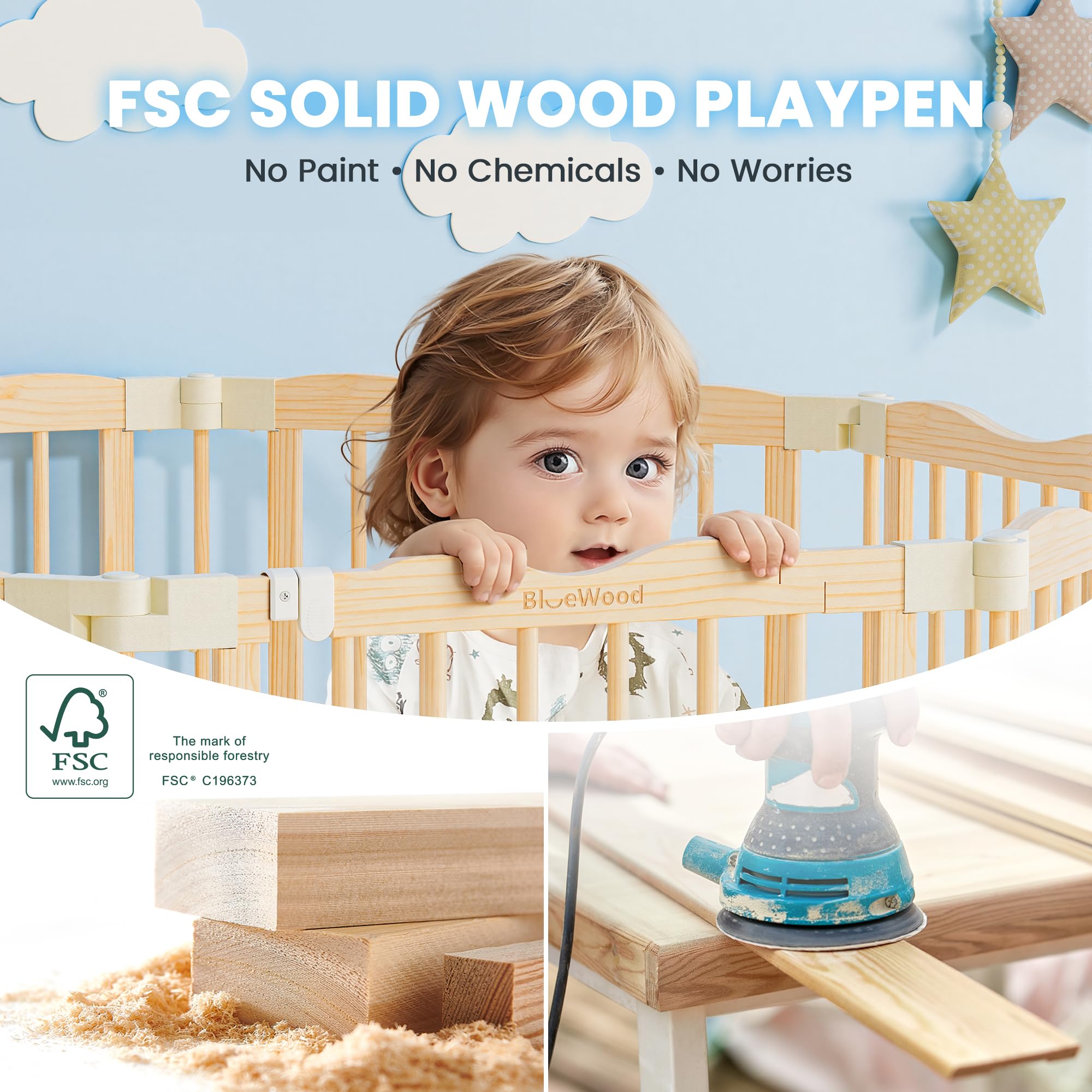 BlueWood natural wood tone design adds warmth to any living space.