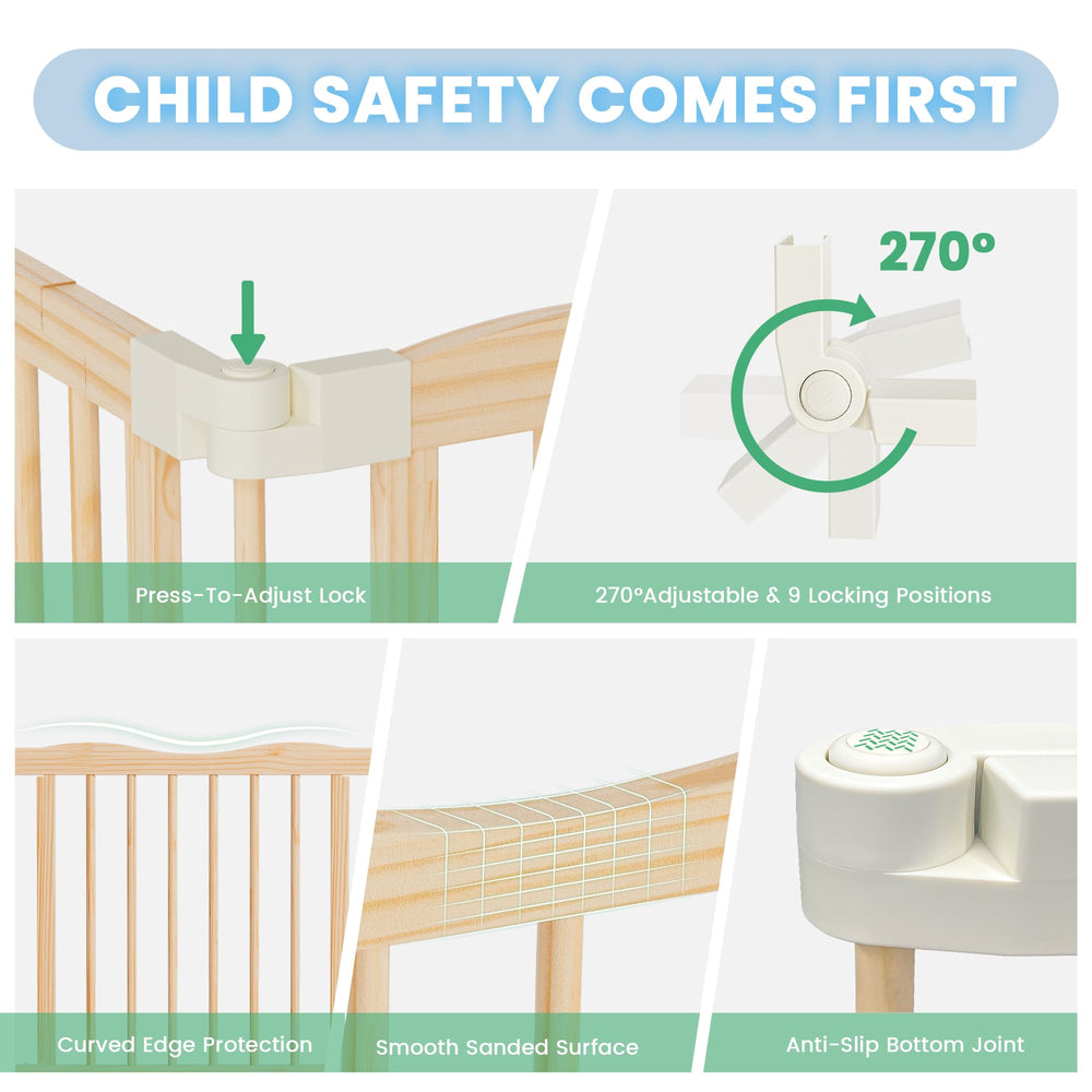 BlueWood eight-panels layout lets you customize compact or expansive play spaces.