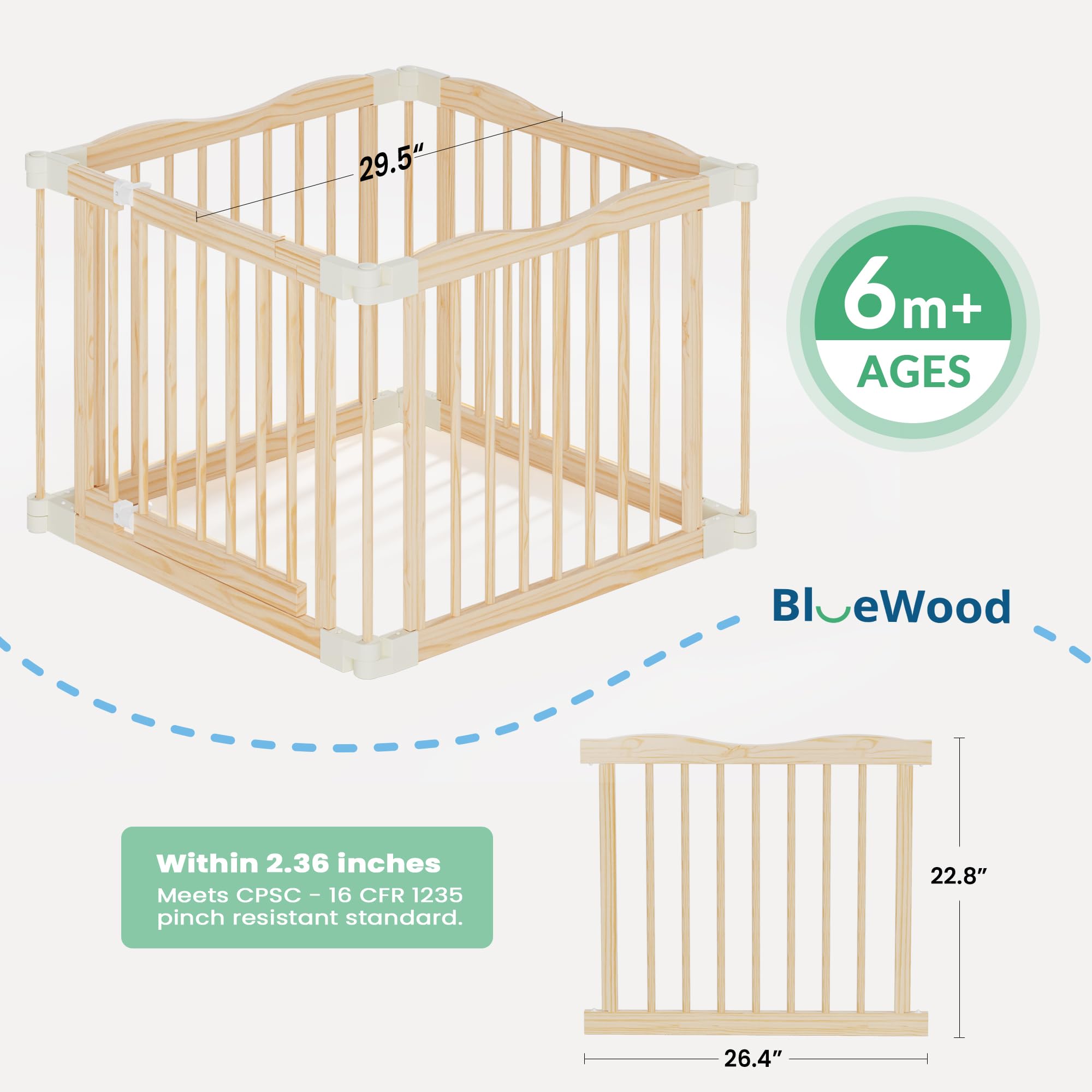 BlueWood Playpen gate with double-lock for secure entry and child safety.