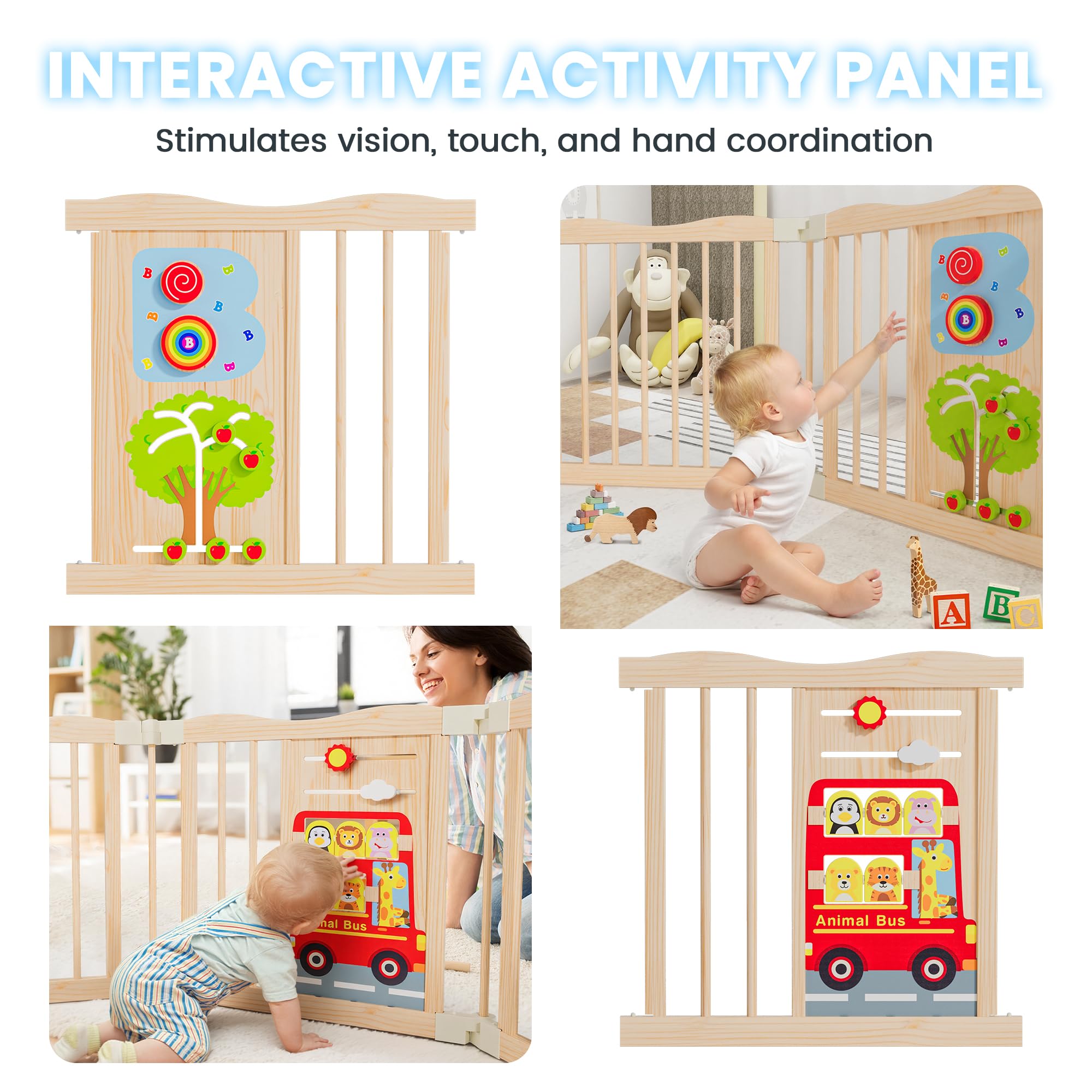 BlueWood rounded-edges protect teething babies during shared or solo play.