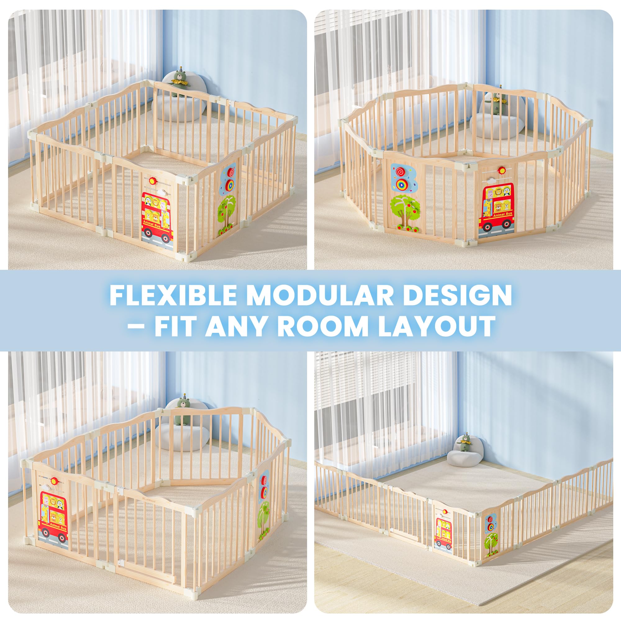 BlueWood warm-natural-design blends with home decor while keeping kids safe.