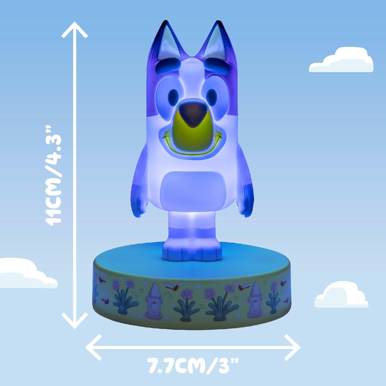 Bluey Icon Light stands 11 cm tall as a charming desk lamp