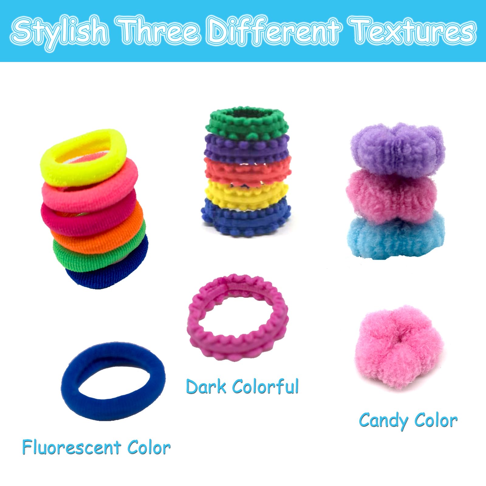 BlueZOO 0.8-inch diameter hair ties shown for easy-off everyday wear.