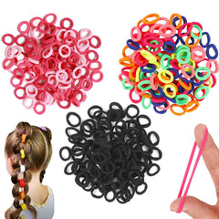 BlueZOO 300pcs hair ties soft cotton close-up for gentle kid-friendly wear.